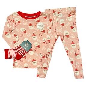 NWT Tres Beau et Belle Holiday Santa Bamboo PJ Set Size 12 months